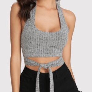 Gray Knit Halter Top